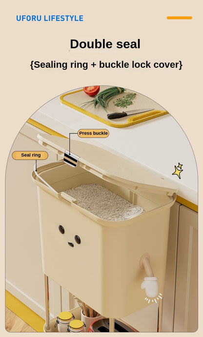 Rice bucket + storage rack