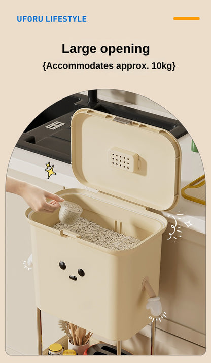 Rice bucket + storage rack