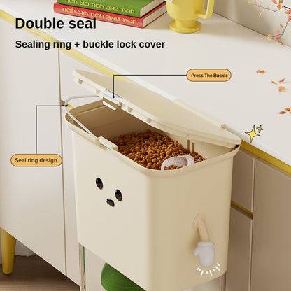 Cat food bucket + storage rack