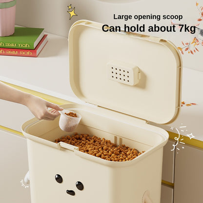 Cat food bucket + storage rack